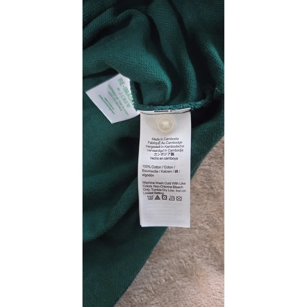 Vintage J. Crew Oarsman Polo Shirt Men Medium Green Mesh Cotton Long Sleeve